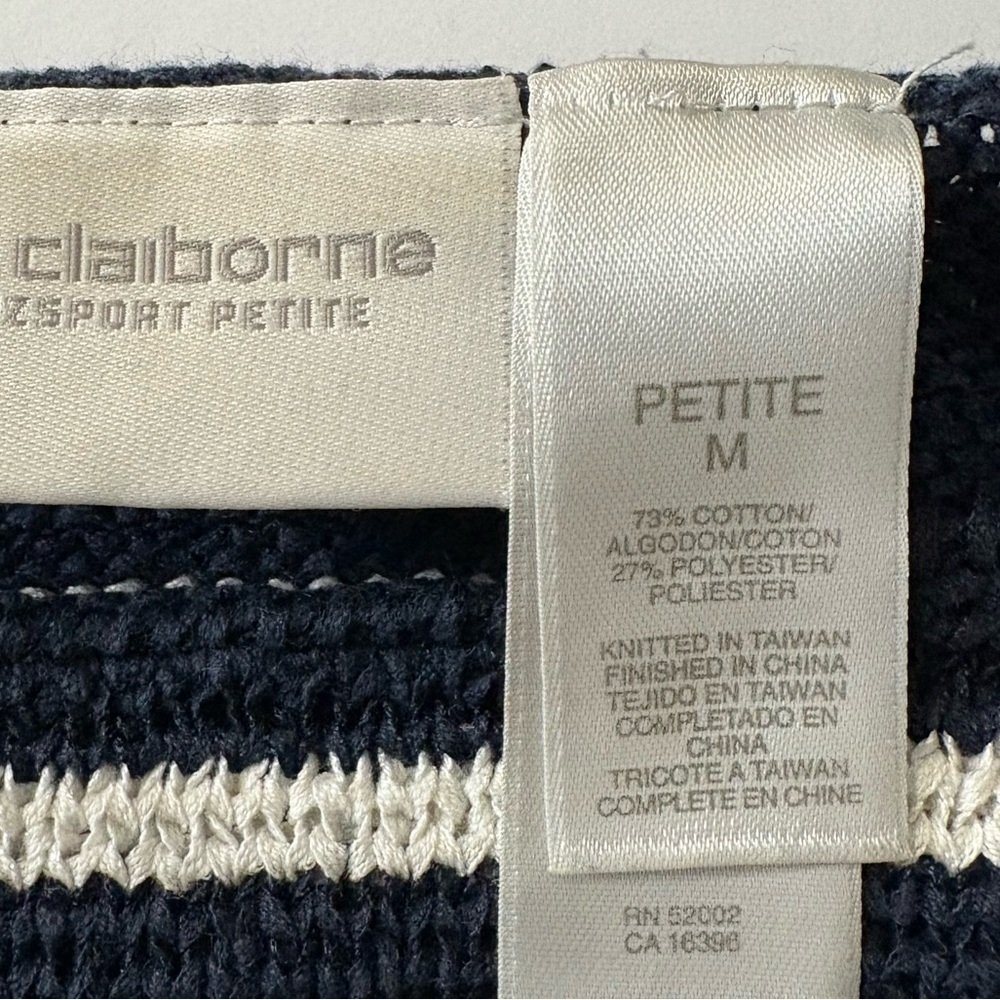 Liz Claiborne Classic Blue and White Striped Crew Neck Sweater. Cotton Blend. - Picture 9 of 9